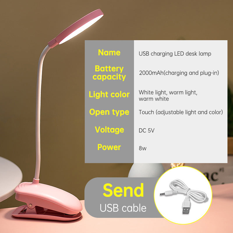 Rechargeable LED Desk Lamp - Eye Protection & Dual Purpose Clamp for Dorms & Bedrooms