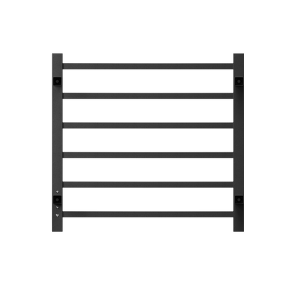 Towel Bliss 6-Bar Electric Heated Towel Rack with Timer - Wall-Mount, Matt Black Black