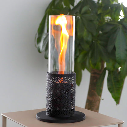 Fireplace Torch Lamp - Small Plug-In Hurricane Flame with Long Glass Tube
