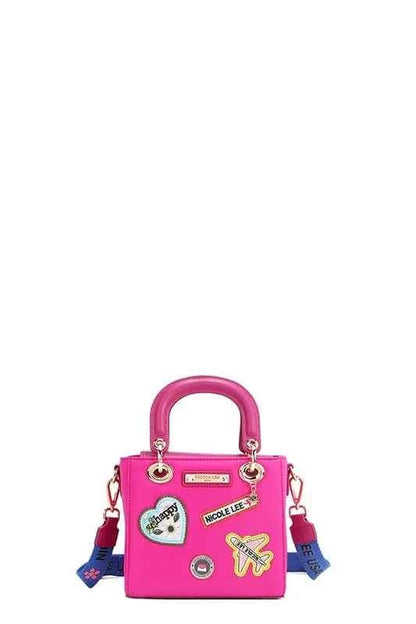 Nicole Lee USA Color Patch Handbag with Top Handle Cerise One Size