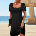 Signature Square Neck Short Puff Sleeve Dress