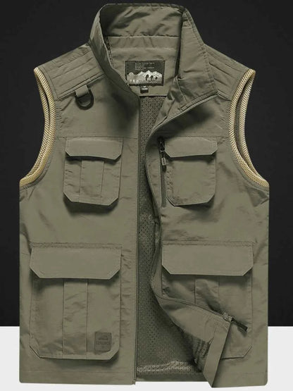 Men's Plus Size Zip Up Vest with Pockets Moss