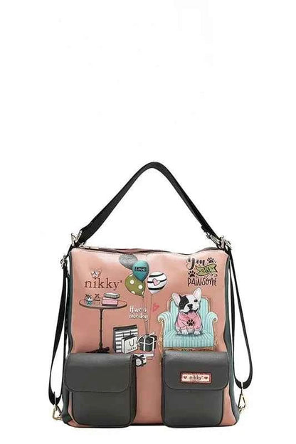Nicole Lee USA Multifunction Adjustable Strap Eco-Leather Backpack Apricot One Size