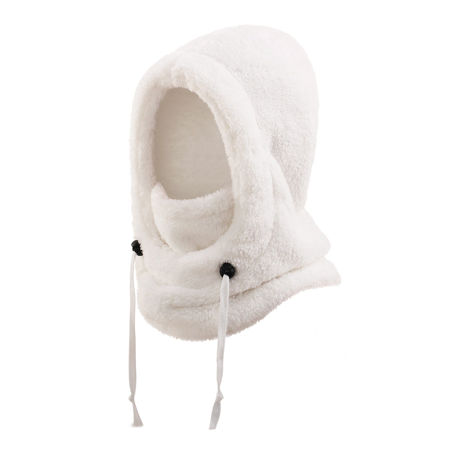 Warm Ear Protection Scarf Integrated Hat For Winter Thickened White M