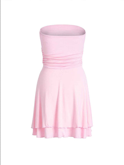 Y2K Tube-top Short Dress for Women - Summer Pleated Style