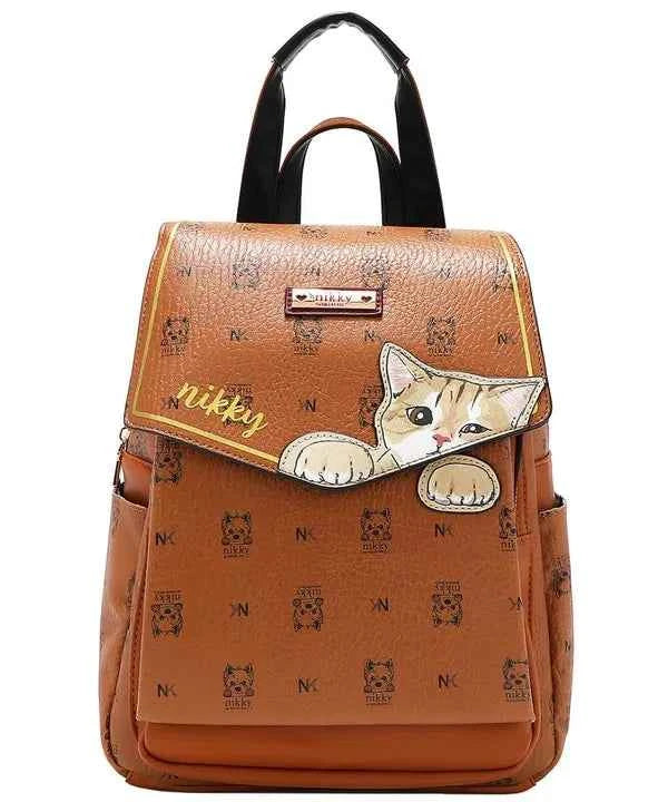 Nicole Lee USA Cat Eco-Leather Convertible Backpack Bag