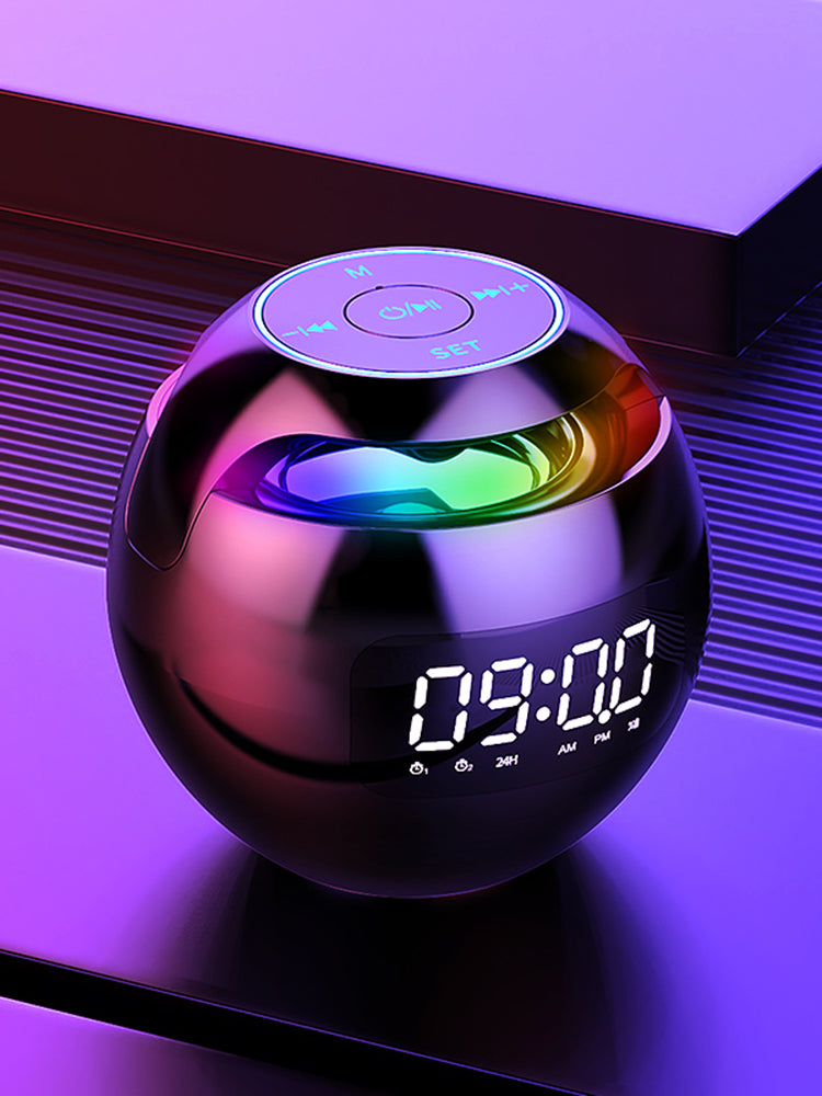 Clock Colorful Bluetooth Speaker Mini Portable Home Ball Plug in Card Small Steel Gun Computer Audio