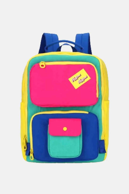 Himawari Contrast Nylon Backpack Bag with Handles Yellow One Size