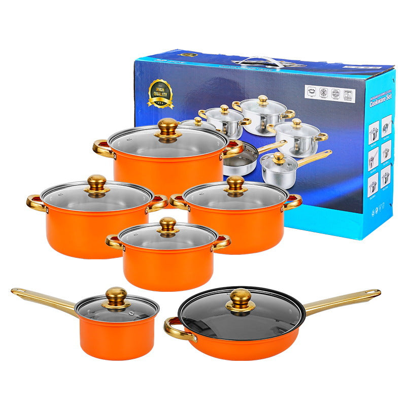 Orange Stock Pot and 24cm Frying Pan Set