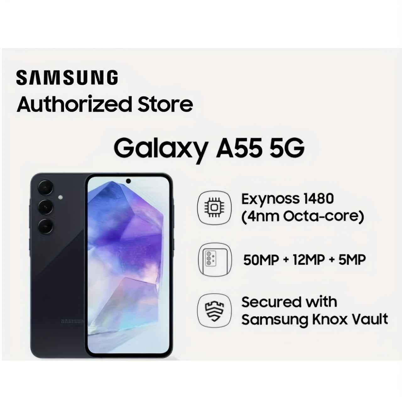 Samsung Galaxy A55 5G, 8 RAM 256 ROM, Dual Sim Android Smartphone, Unlocked, Awesome Navy