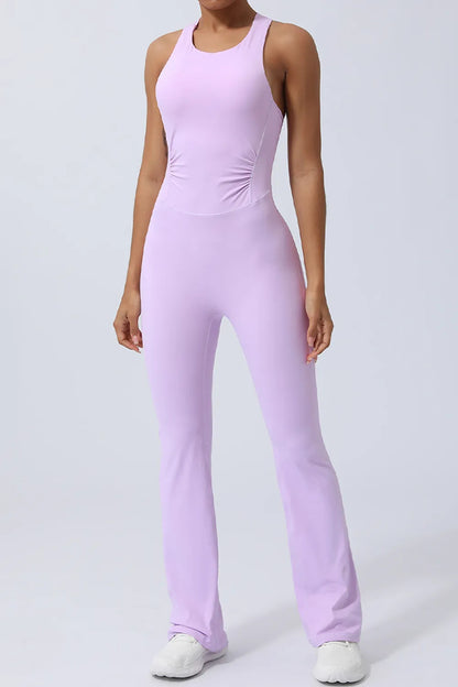 Crisscross Wide Strap Sleeveless Jumpsuit Blush Pink