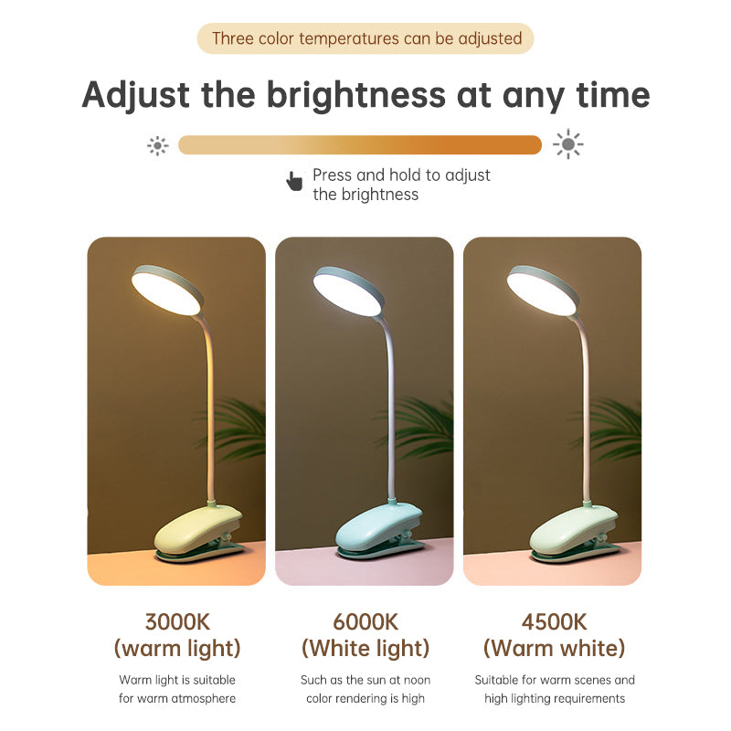 Rechargeable LED Desk Lamp - Eye Protection & Dual Purpose Clamp for Dorms & Bedrooms
