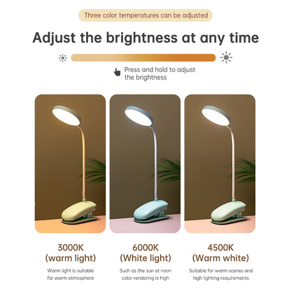 Rechargeable LED Desk Lamp - Eye Protection & Dual Purpose Clamp for Dorms & Bedrooms