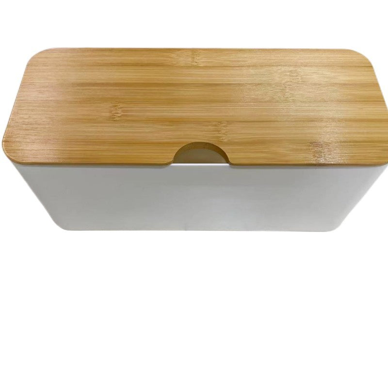 Plastic Wire Storage Box, Power Plug Board, Wire Box, Imitation Teak Pattern Cover, Junction Box, Data Wire Storage Box