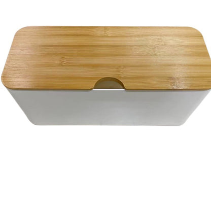 Plastic Wire Storage Box, Power Plug Board, Wire Box, Imitation Teak Pattern Cover, Junction Box, Data Wire Storage Box Bamboo Cover New White