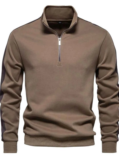 Men's Contrast Striped Long Sleeve Sweatshirt Taupe