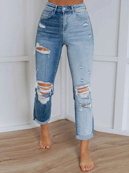 Distressed Jeans with Pockets Light