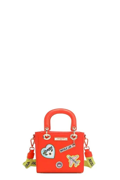 Nicole Lee USA Color Patch Handbag with Top Handle Orange One Size
