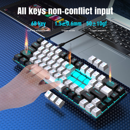 RGB Mechanical Keyboard - MINI 60% Customized Color Blocked Keycaps - Plug-in Blue Axis Ice Blue Disc