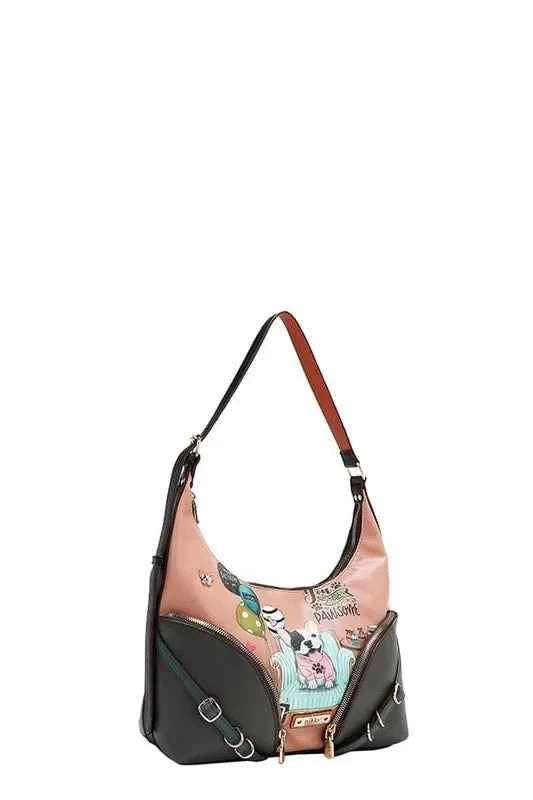 Nicole Lee USA Party King Shoulder Bag with 2 Accessory Pockets Front