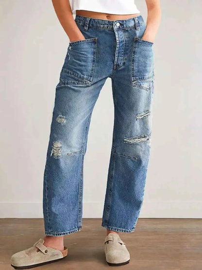Distressed Jeans with Pockets Light