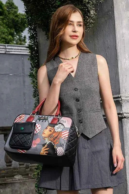 Nicole Lee USA Eco-Leather Boston Bag Gray One Size