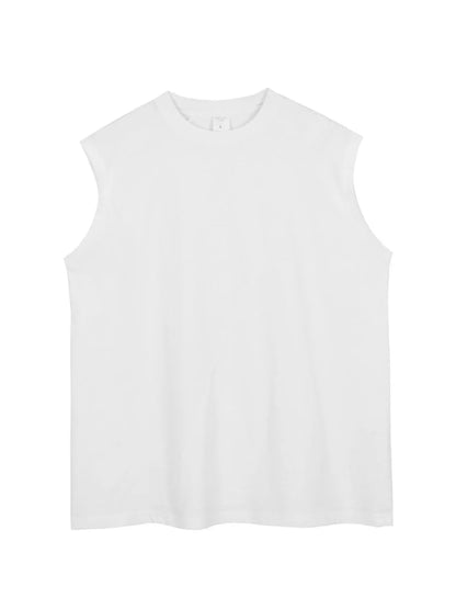 Men's Solid Color Round Neck Tank White