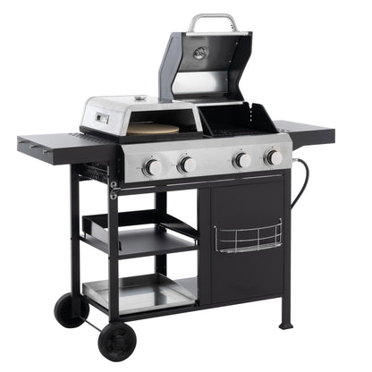 Multi Function Burner Gas Grill Barbecue Frying Pizza Covered Combination