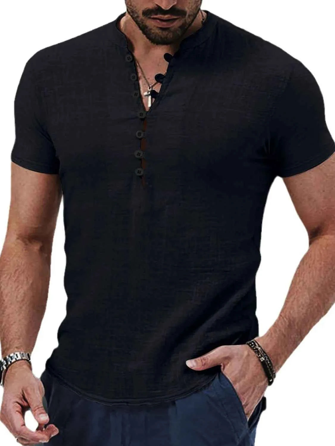 Men's Full Size Button Detail Short Sleeve Polo Plus Size