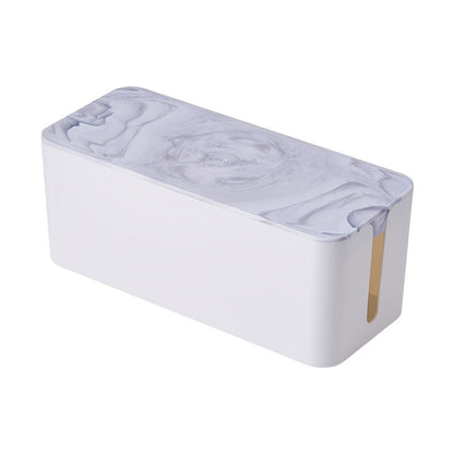 Plastic Wire Storage Box, Power Plug Board, Wire Box, Imitation Teak Pattern Cover, Junction Box, Data Wire Storage Box Imitation Marble Grain White