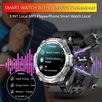 SmartFit Pro: Ultimate Smart Watch with TWS Earbuds, Fitness Tracker & MP3 Player