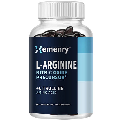 L-Arginine Nitric Oxide Booster - Enhance Muscle Strength, Endurance & Blood Flow - 120 Capsules 120 Capsules United States