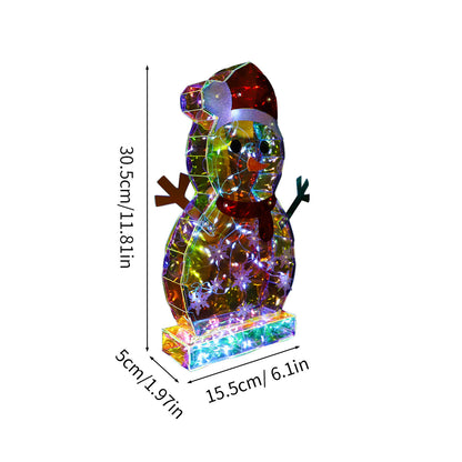 Christmas Colorful Glowing Snowman Ornament Flat Snowman Desktop Plug in Night Light Christmas Snowman 15.5CM*5CM*30CM
