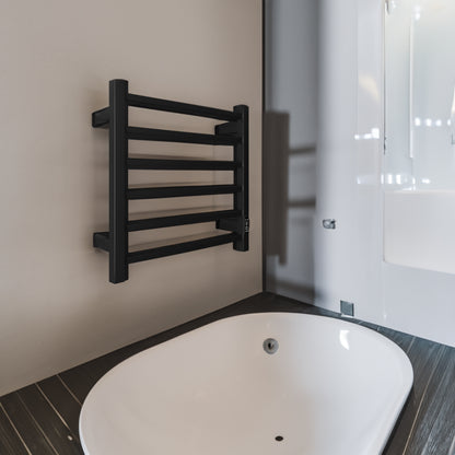 Towel Bliss 6-Bar Electric Heated Towel Rack with Timer - Wall-Mount, Matt Black