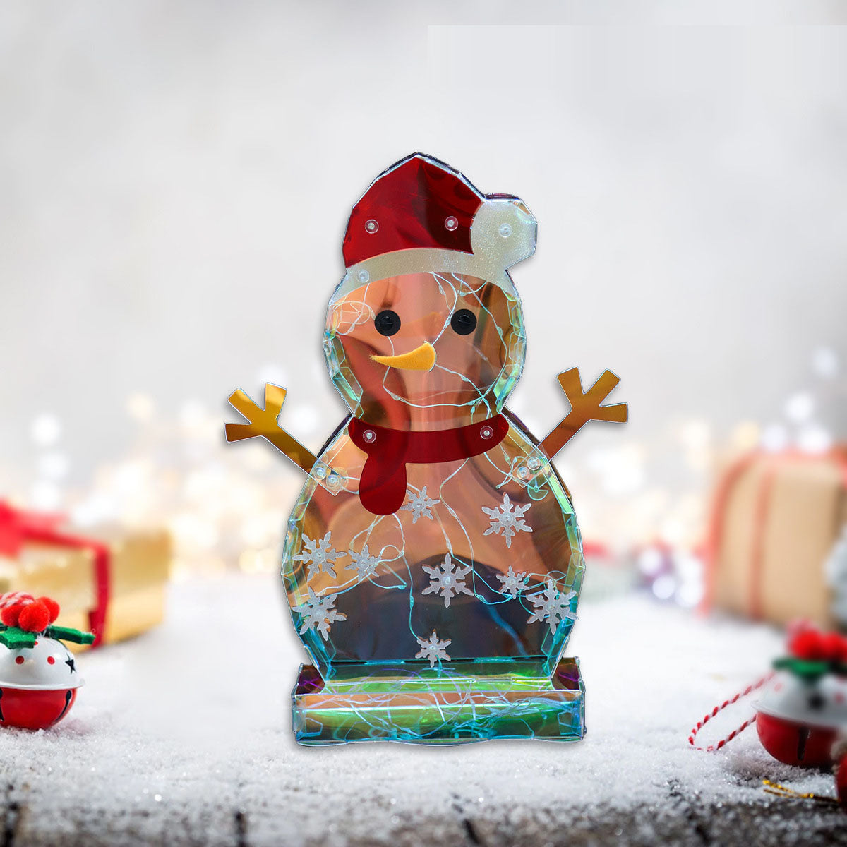 Christmas Colorful Glowing Snowman Ornament Flat Snowman Desktop Plug in Night Light