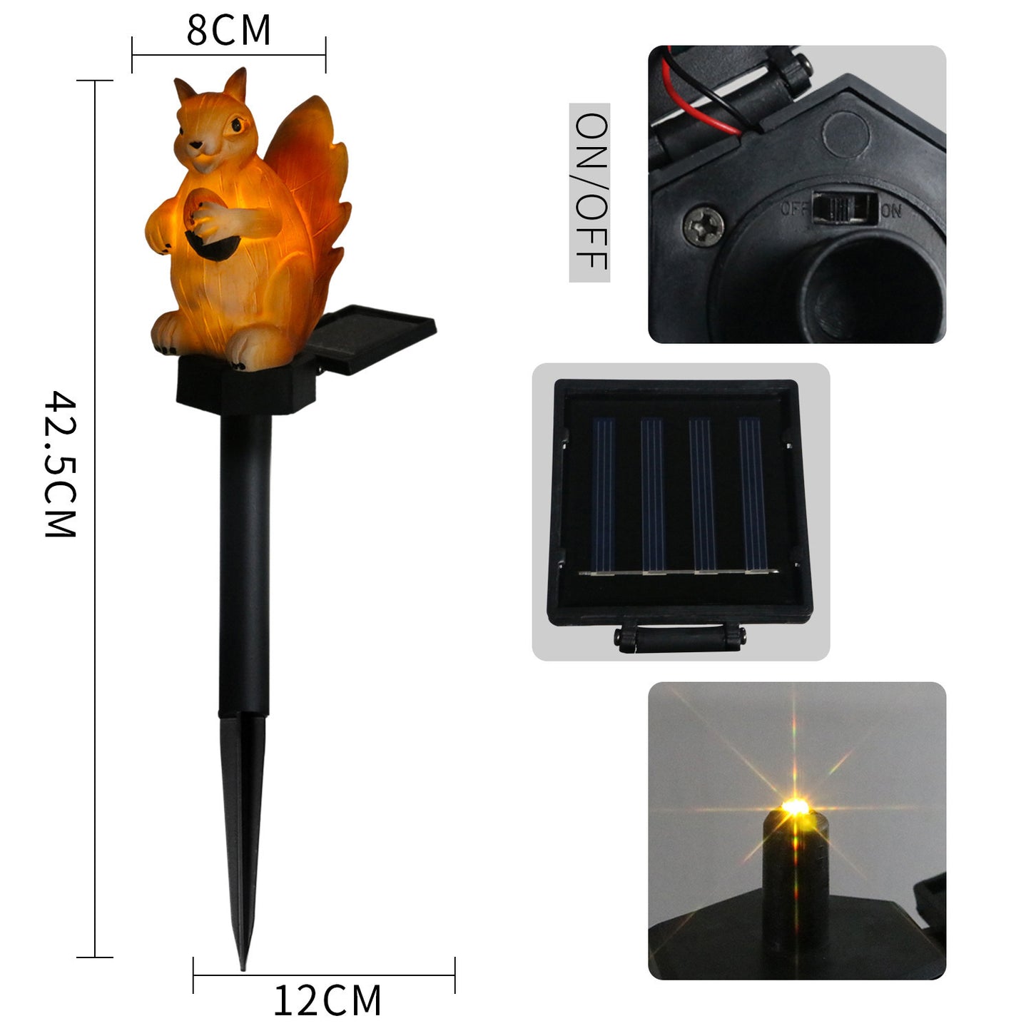 Solar Resin Squirrel Ground Plug Light Outdoor Rainproof LED Light Garden Decoration Lawn Landscape Light