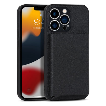 Suitable for iPhone 14 PROMAX plug-in phone case Apple 11 aluminum alloy wallet phone case IP13 protective case black