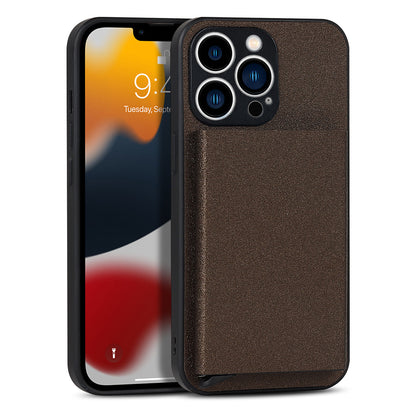 Suitable for iPhone 14 PROMAX plug-in phone case Apple 11 aluminum alloy wallet phone case IP13 protective case coffee