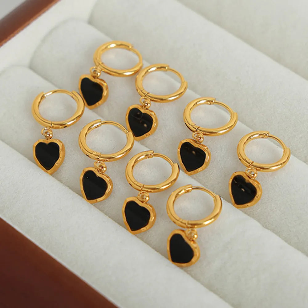 Heartfelt Elegance: Top-Rated 18K Gold-Plated Heart Drop Earrings
