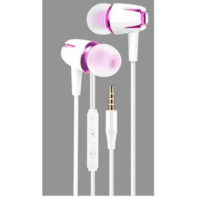 Luminous Headset 3.5mm Plug Wired Glowing Earphone with Mic Volume Control Bass Earbud for IPhone Samsung Huawei Xiaomi Phone Pc purple