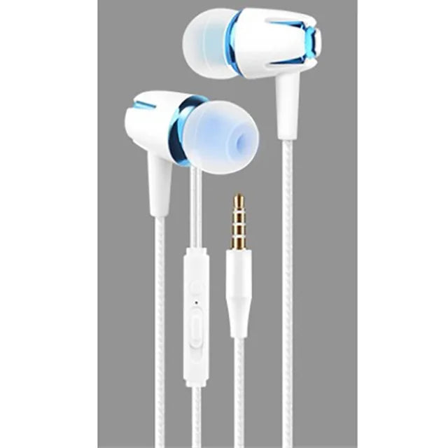 Luminous Headset 3.5mm Plug Wired Glowing Earphone with Mic Volume Control Bass Earbud for IPhone Samsung Huawei Xiaomi Phone Pc blue
