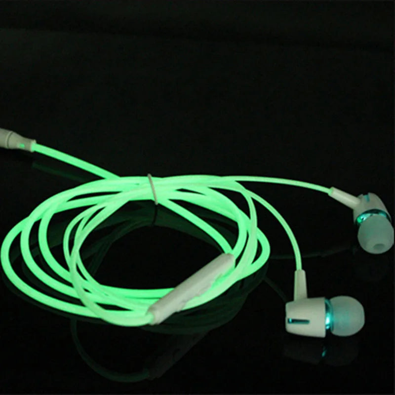 Luminous Headset 3.5mm Plug Wired Glowing Earphone with Mic Volume Control Bass Earbud for IPhone Samsung Huawei Xiaomi Phone Pc