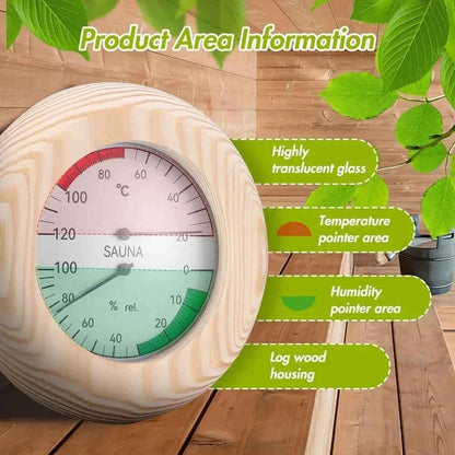 Portable Wooden Sauna Thermometer round Hygrometer Temperature Measurement Tool for Sauna Rooms Accessories