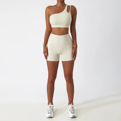 Premium Seamless Yoga Set - Ribbed White Two-Piece Fitness Outfit apricot-2