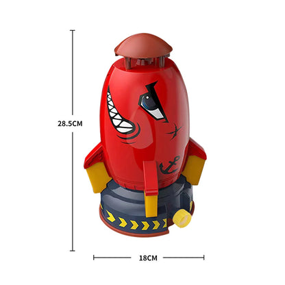 Creative Space Rocket Sprinkler Rotating Water Powered Launcher Summer Fun Entertainment for Outdoor Garden Yard Water Spray Toy Red