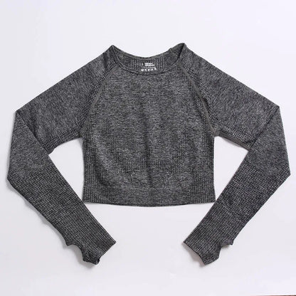 Seamless Long Sleeve Workout Top - Premium Women's Yoga & Fitness Outerwear gary