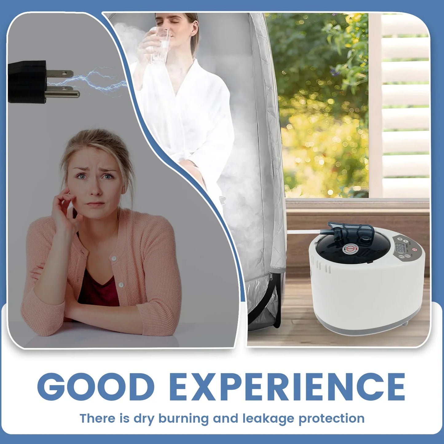 3L Sauna Steam Generator Fumigation Machine Large Capacity Portable for Sauna Spa Tent Body Therapy 1000W US Plug