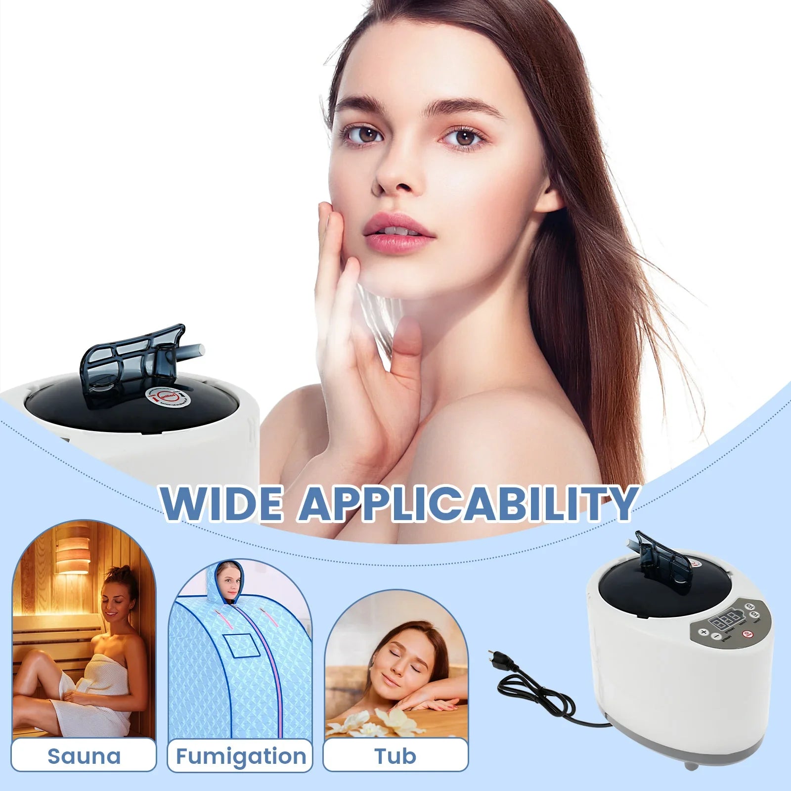 3L Sauna Steam Generator Fumigation Machine Large Capacity Portable for Sauna Spa Tent Body Therapy 1000W US Plug