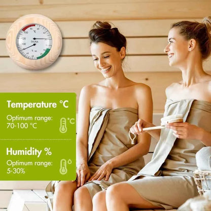 Portable Wooden Sauna Thermometer round Hygrometer Temperature Measurement Tool for Sauna Rooms Accessories