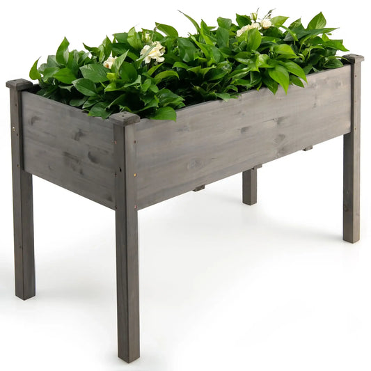 Wooden Raised Vegetable Garden Bed Elevated Grow Vegetable Planter Grey Grey United States